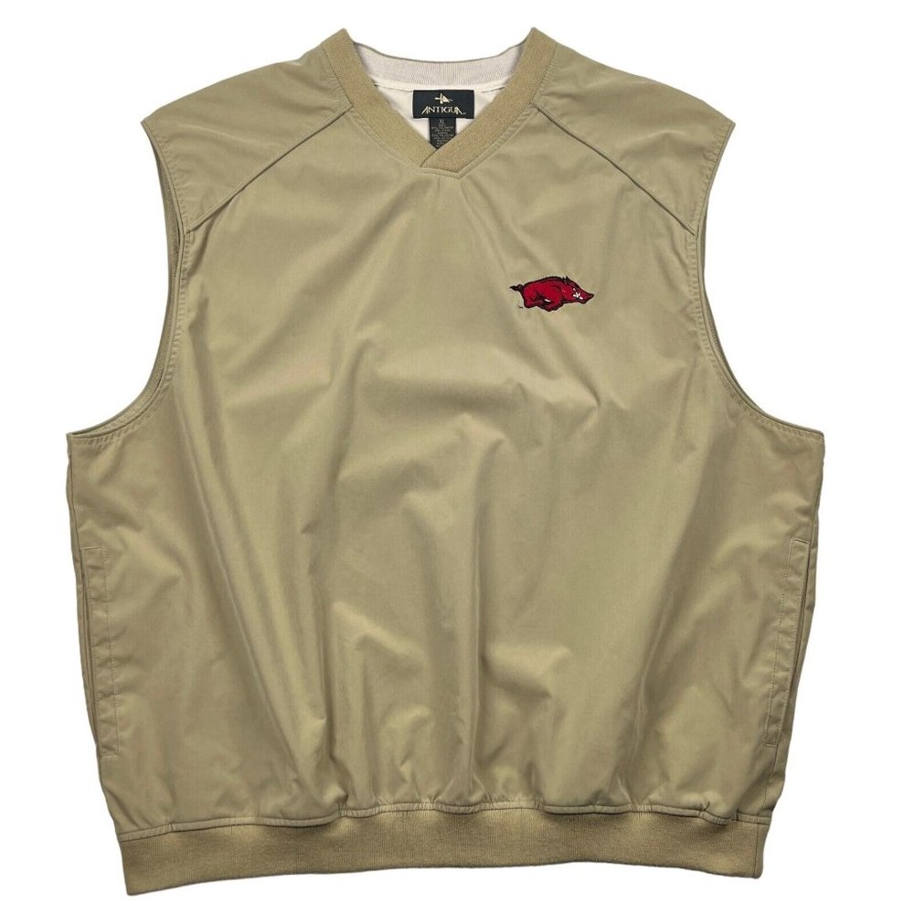 Antigua Pullover Windbreaker Vest Men XL University of Arkansas Razorbacks Golf